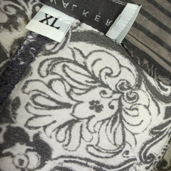 Bryn Walker Jacket Womens XL White Black Cotton Silk Floral Ombre Top Boho - Picture 6 of 12